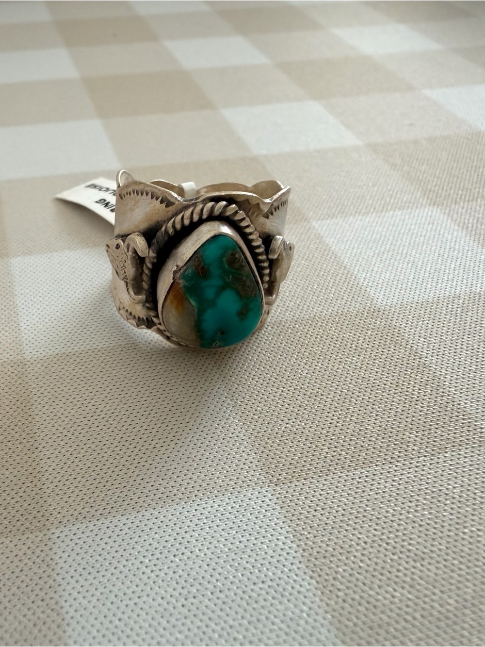 Turquoise Teardrop Sterling Silver Statement Ring - Fox Turquoise